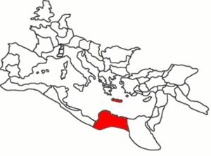 The Roman Empire ca. 120 AD, with the province of Cyrenaica highlighted