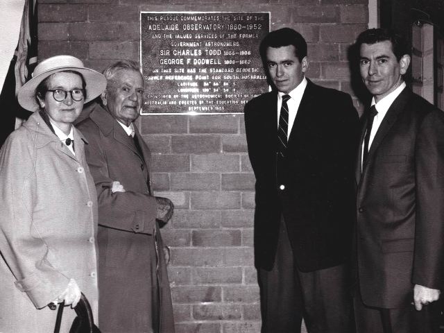 plaque ceremony with family